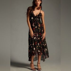 Anthropologie Maeve V-Neck Ruffle Floral Dress Medium